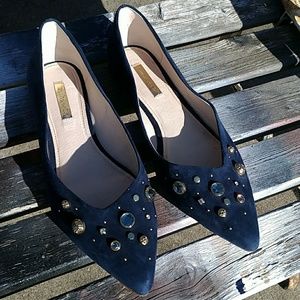 Louise et Cue Dark Blue Suede Flats